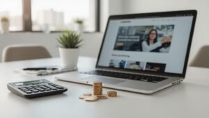 Kosten einer Website mit Taschenrechner und Laptop