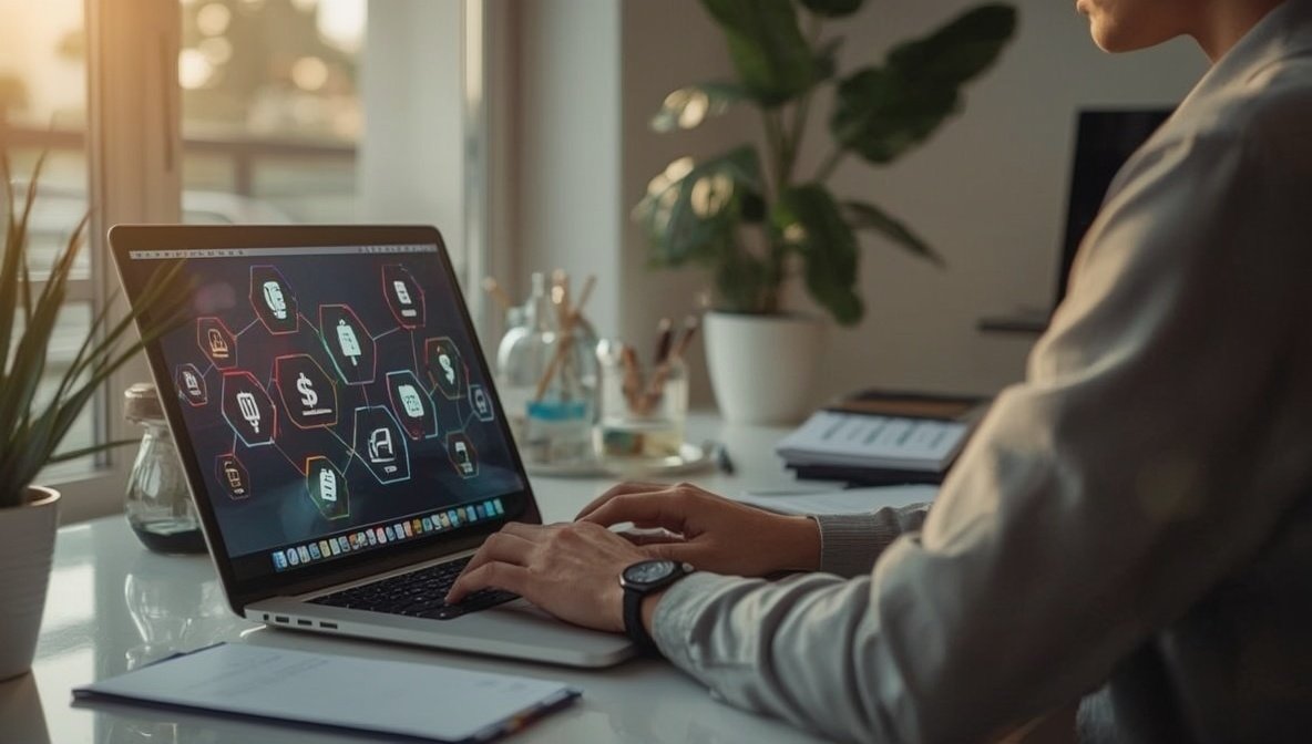 Digitale Geschäftsmodelle am Laptop